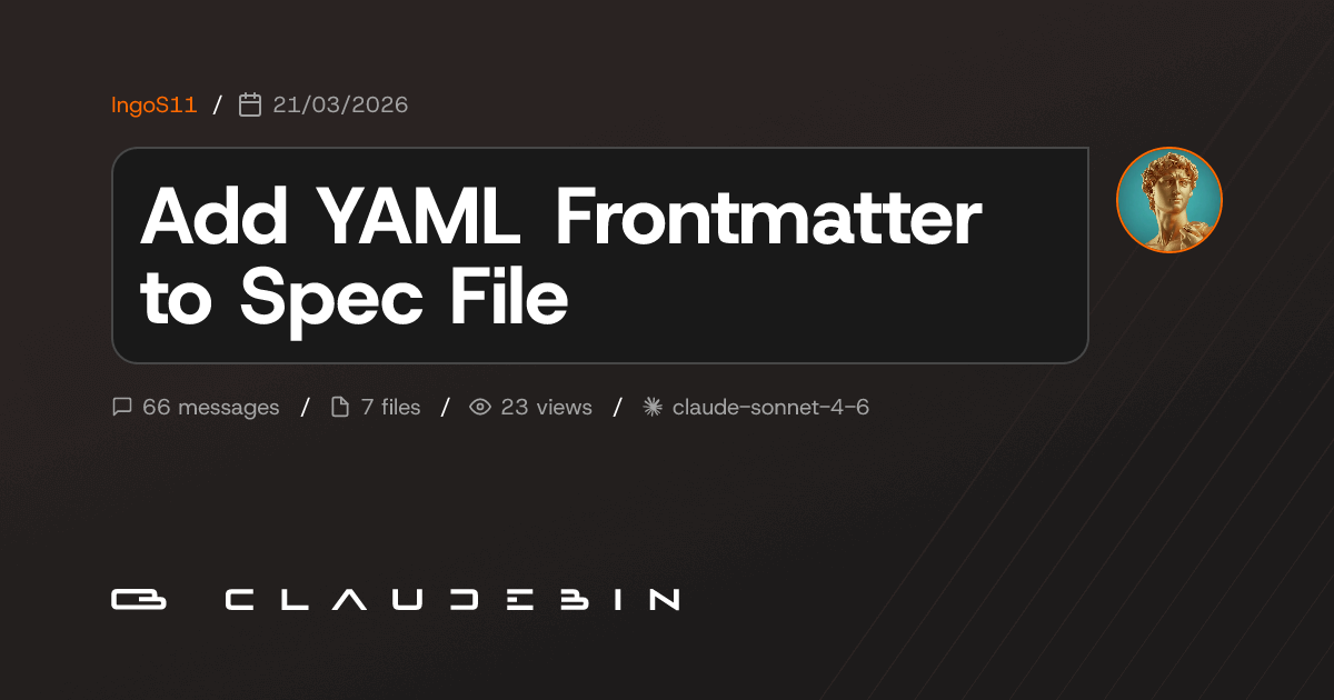Add YAML Frontmatter to Spec File